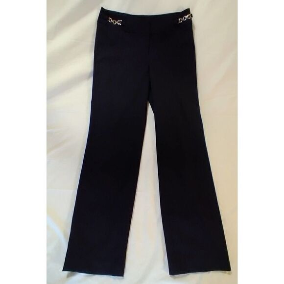 ELLEN TRACY HIGH RISE BLACK DRESS PANTS WITH CHAIN WOMENS SIZE 2 - Picture 1 of 7